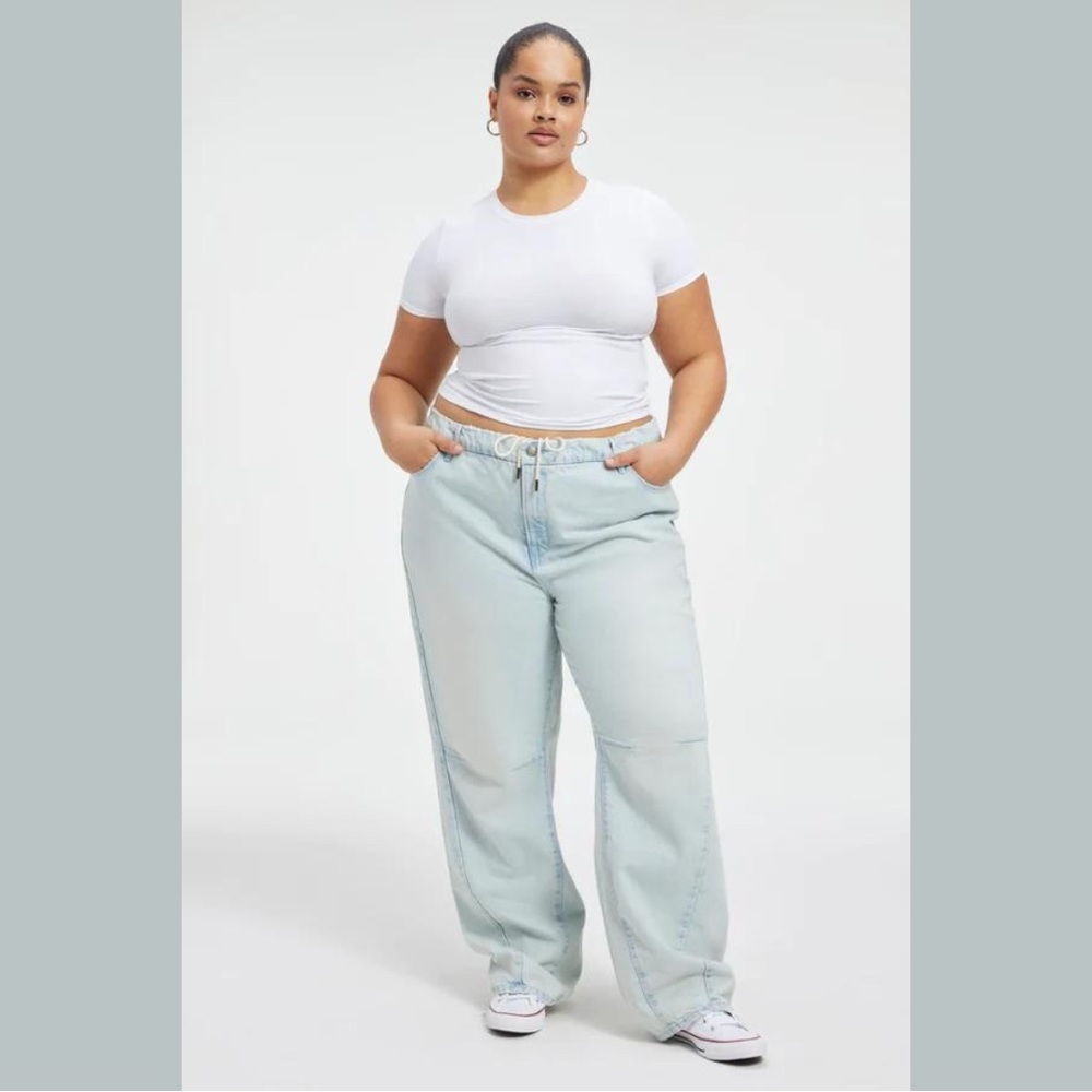 Good American bleached 90’s drawstring Jeans 20 plus (runs large)